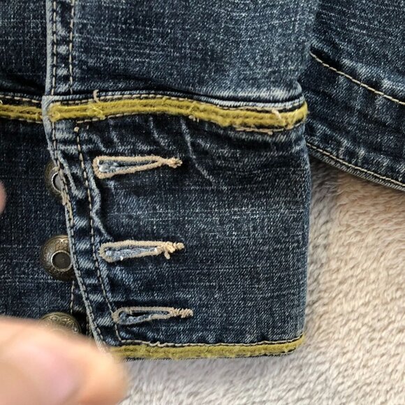 Metrostyle Womens Jean Jackeet Size 14 Collared Button Up Blue Denim Jacket Y2K - Picture 11 of 16